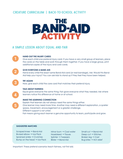 The Band-Aid Activity — equal is not always fair