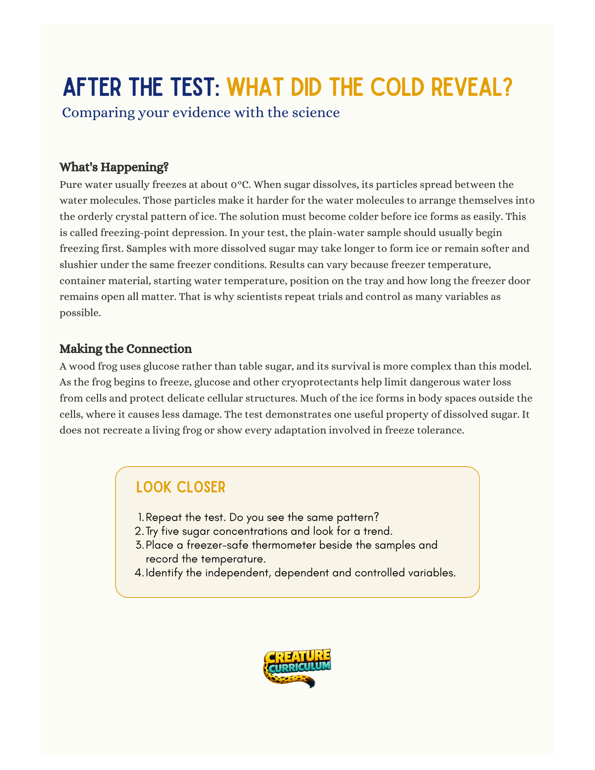Solutions, Freezing & Cryoprotection - Wood Frog