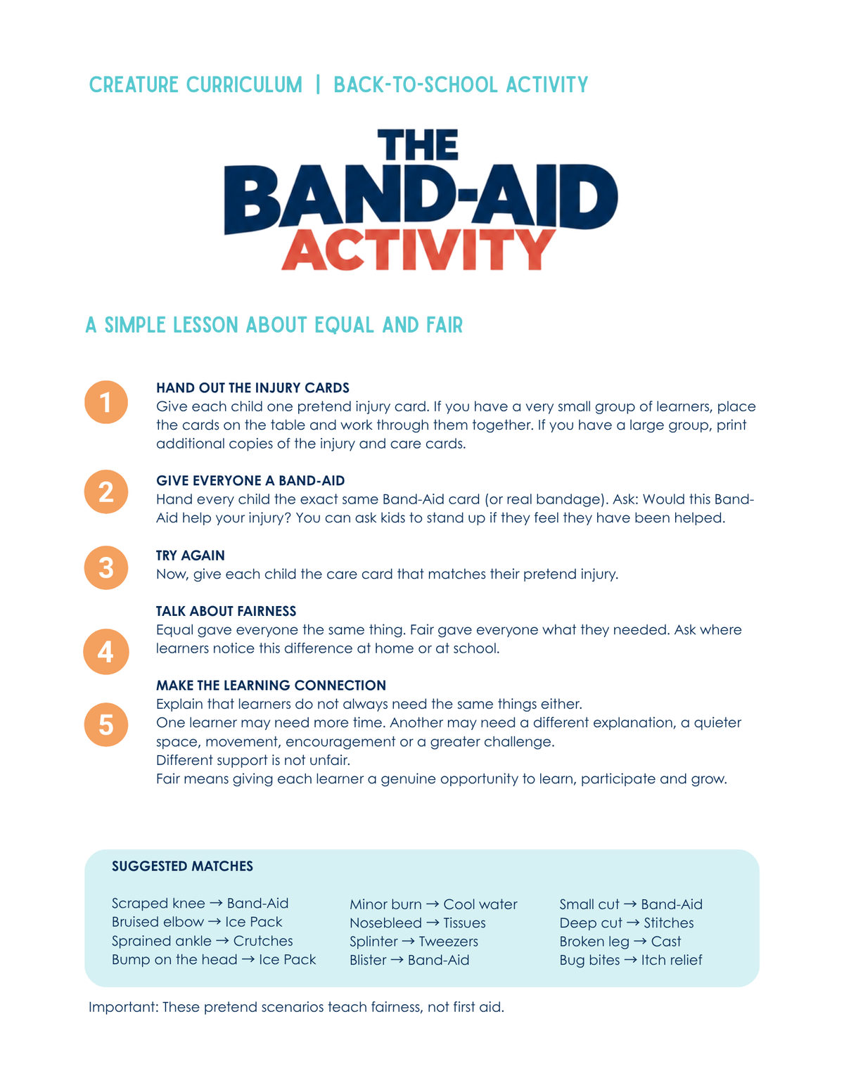 The Band-Aid Activity — equal is not always fair