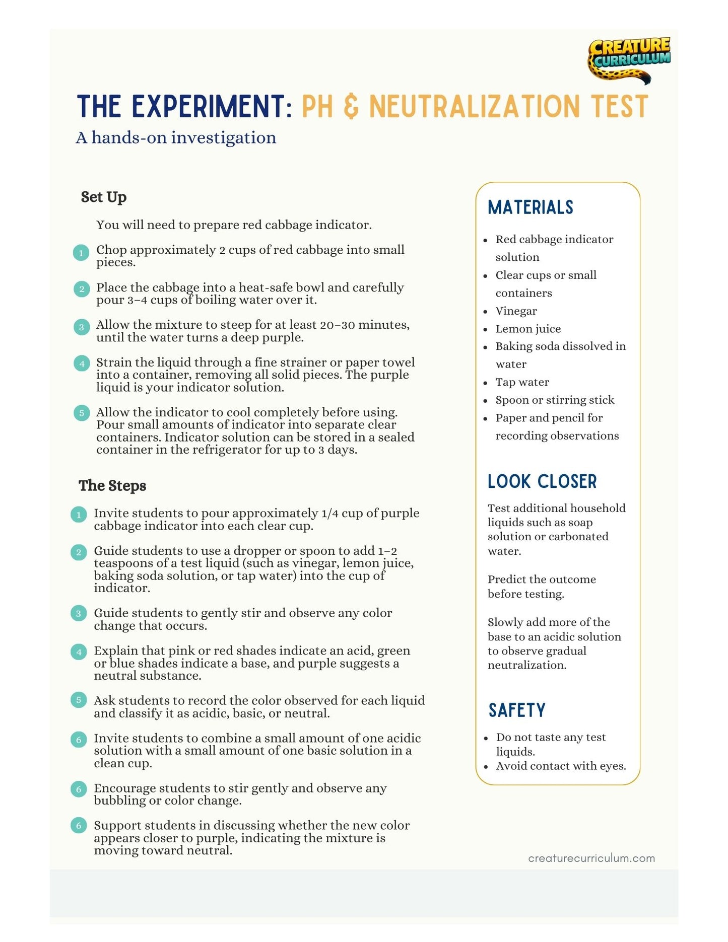 Acids, Bases and Neutralization Reactions - Camels