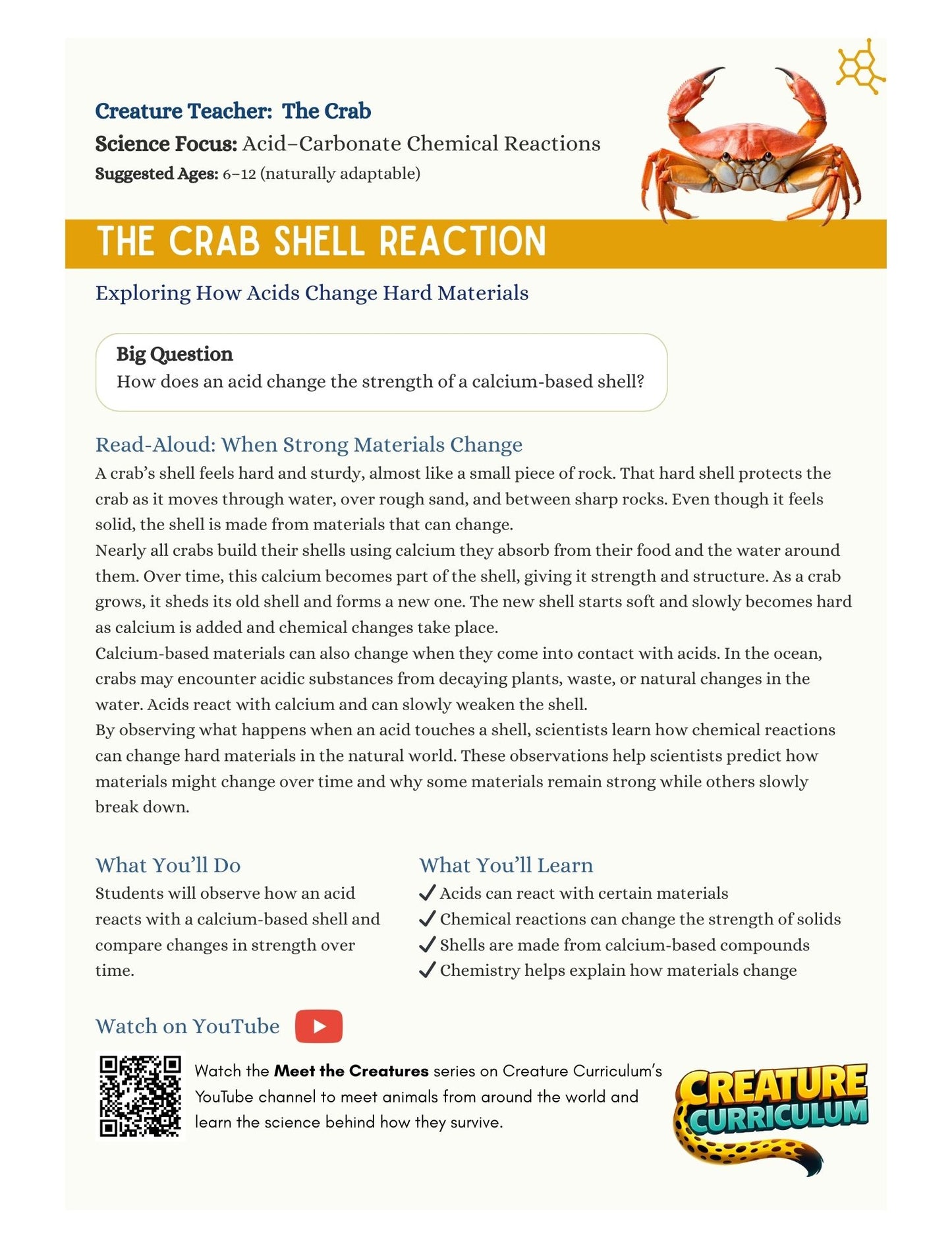Acids and Chemical Reactions - Crabs