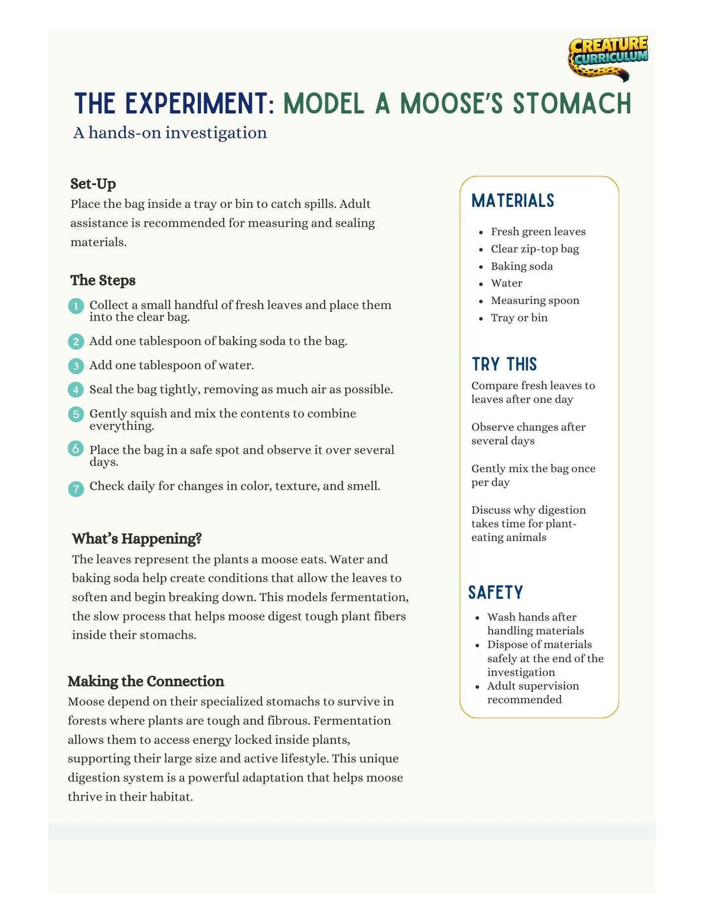 Chemical Digestion and Nutrients - Moose