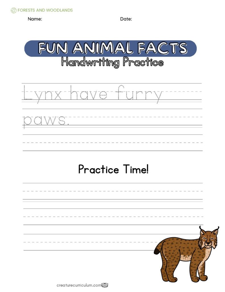 Animal Facts Handwriting Practice