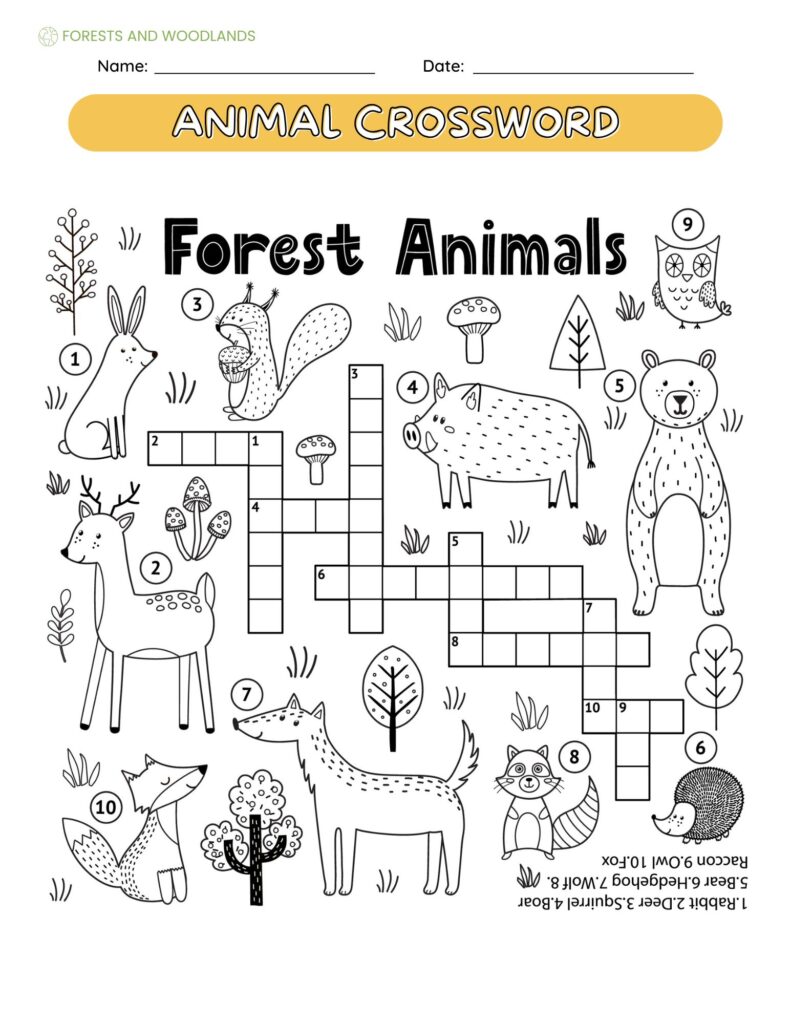 Forest Animal Crossword