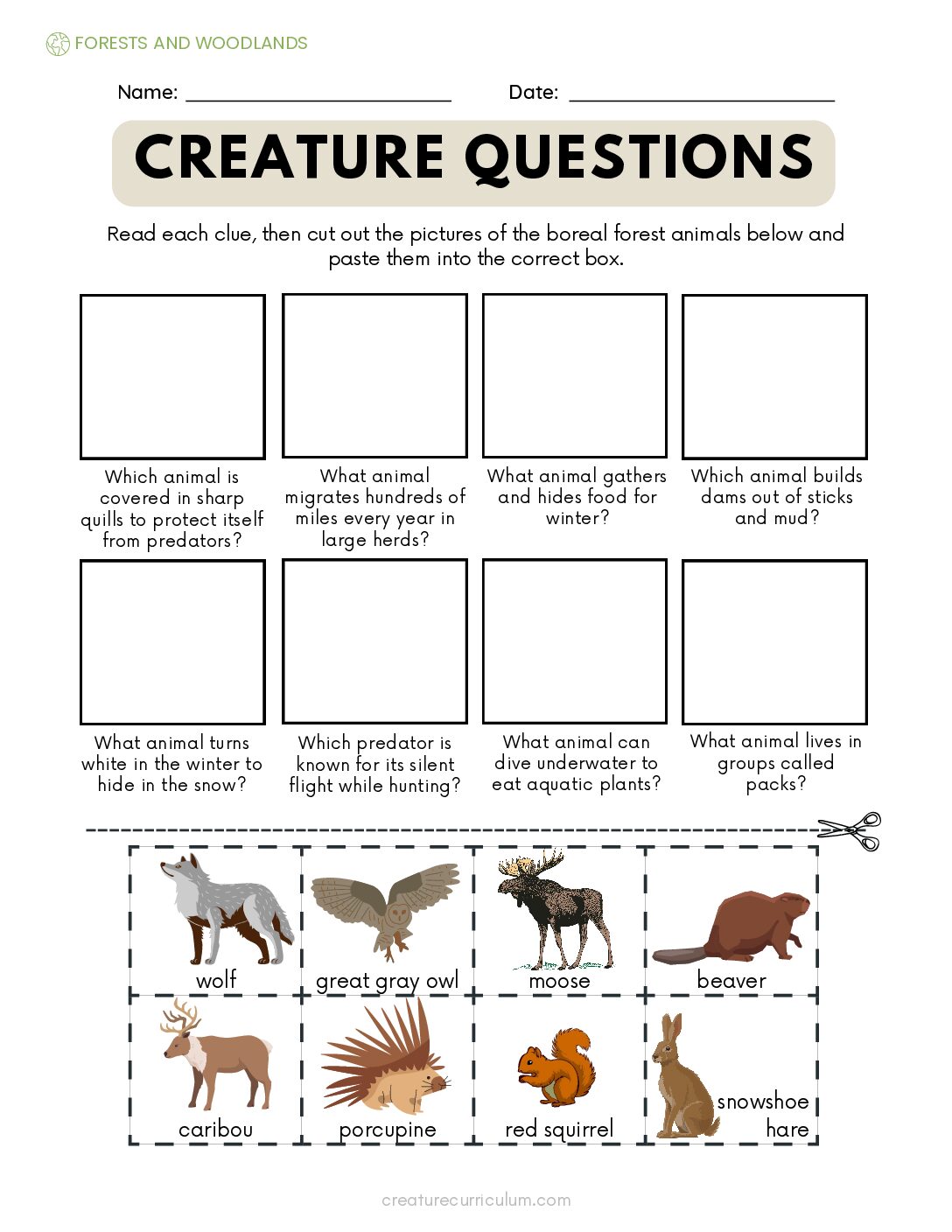 Creature Questions Cut & Glue