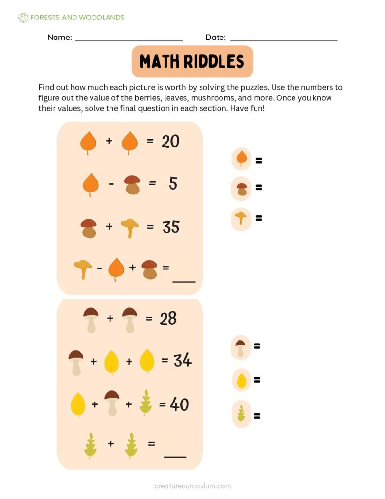 Forest Math Riddles